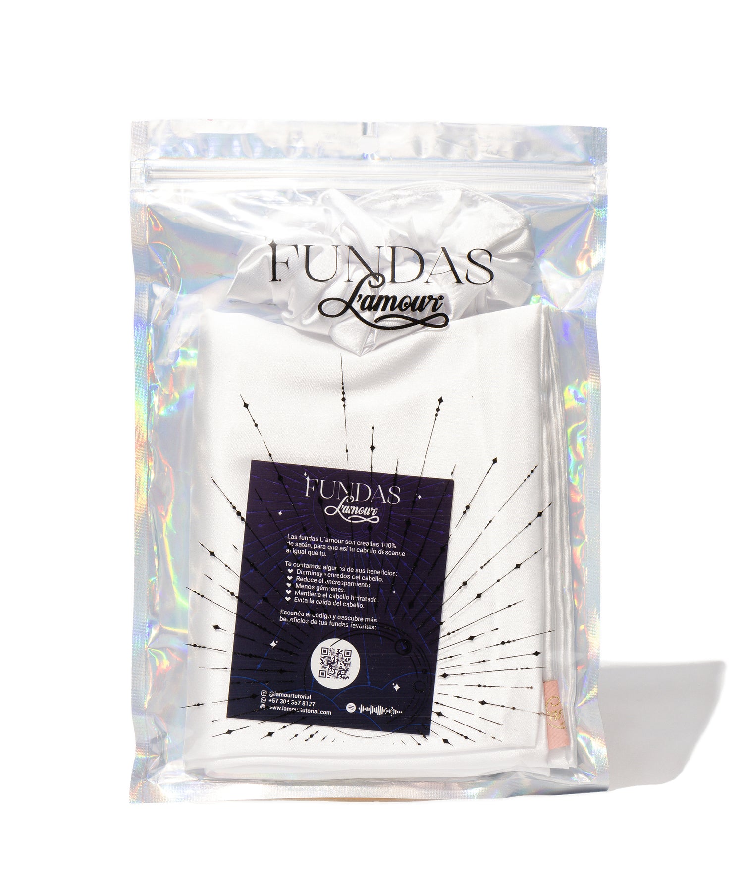 Funda de Satén L’amour que reduce frizz, protege el cabello y la piel, incluye scrunchie de regalo.