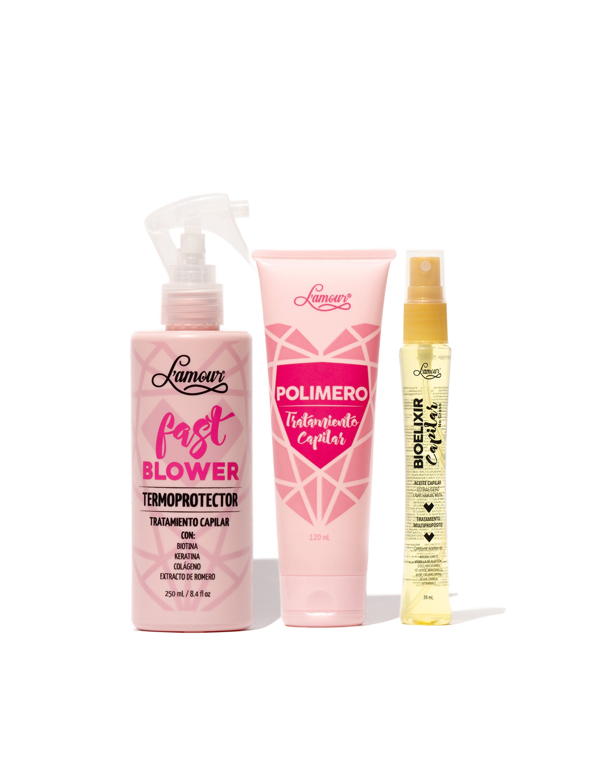 Kit Protección L’amour que nutre, sella y protege el cabello del calor, la contaminación y radicales libres.