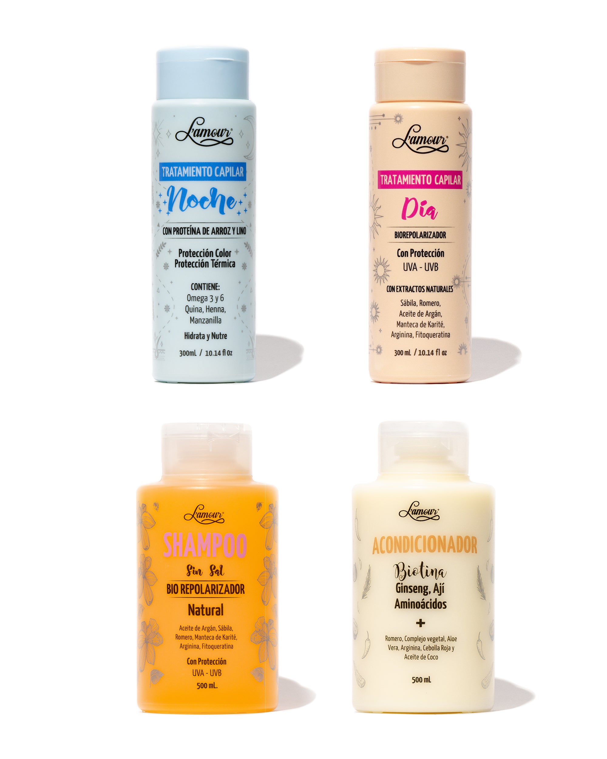 Kit Cabello Seco L’amour para maltratados, devuelve suavidad, brillo y resistencia desde la raíz.