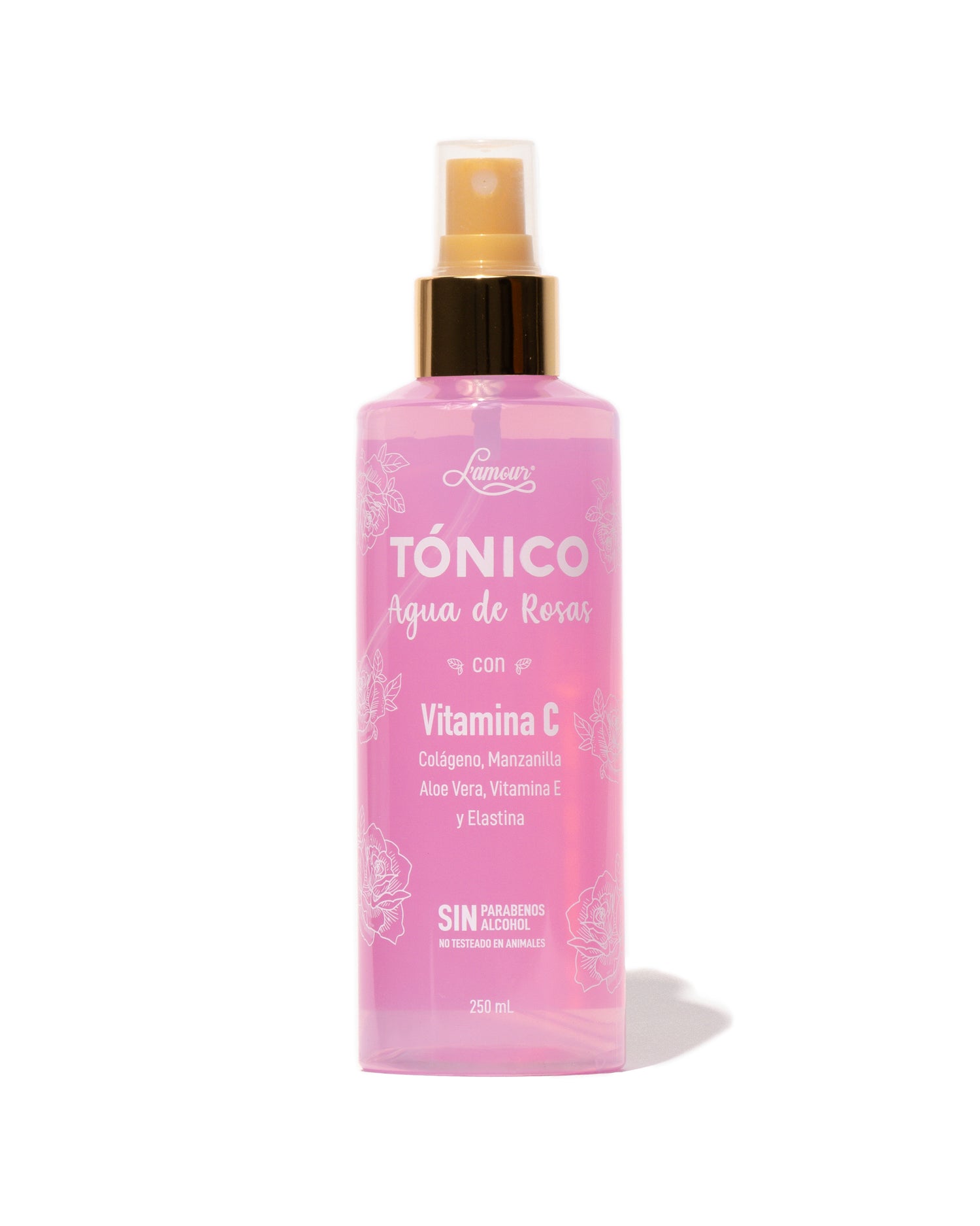 Tónico facial de Agua de Rosas L’amour que hidrata, calma y equilibra la piel, reduciendo el enrojecimiento.